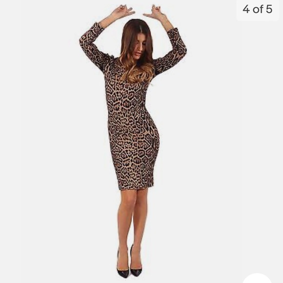 BCBG MaxAzria Sheena French Leopard Print Bodycon Dress - Mob Wife Aesthetic - Picture 5 of 17